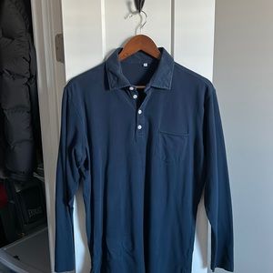 State & Liberty Longe Sleeve Polo - Large/Blue